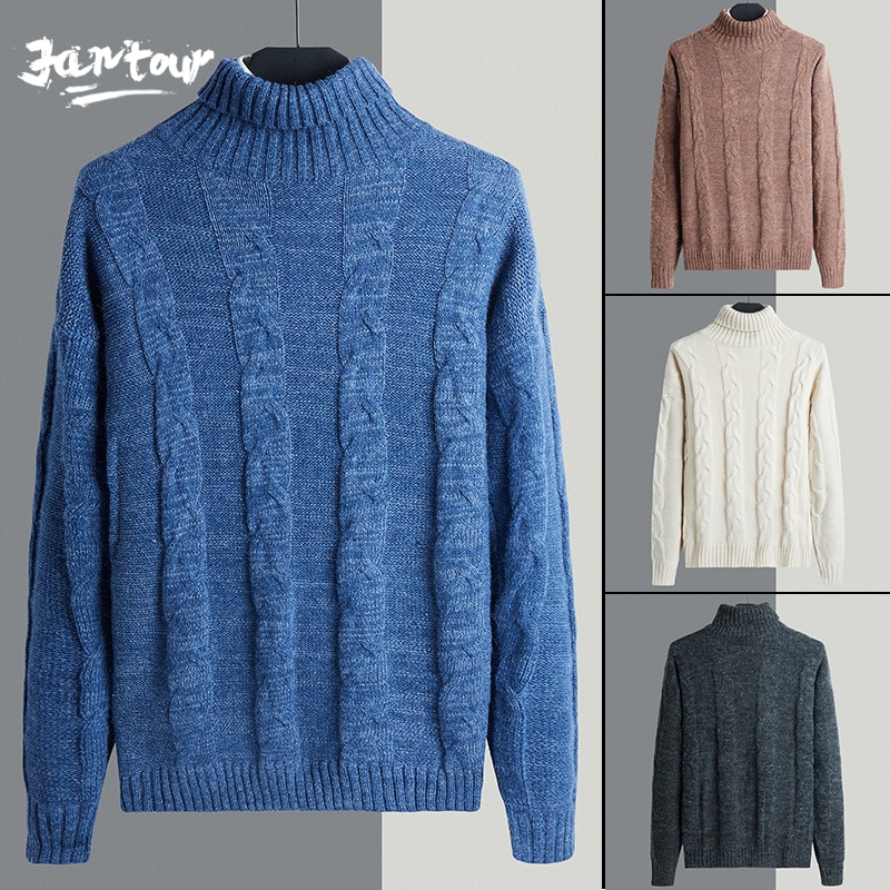 5 Color 2020 New Autumn Winter Turtleneck Sweater Men Thick Warm Loose Fit Coarse Wool Pullover Sweater Male big size M-3XL xxxl